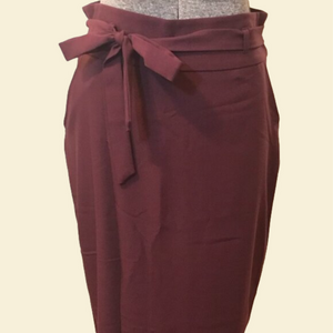 Split A-line tie skirt burgundy ASOS with pockets and tie size 10 new
